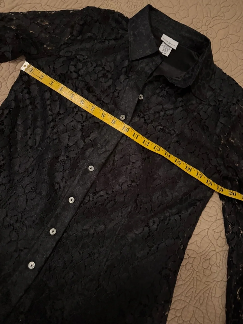 VTG 90s Y2K Jaclyn Smith Black Lace Button Front Blouse Western Cowgirl Chic, M - Picture 8 of 10